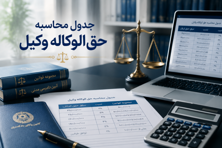 جدول محاسبه حق الوکاله وکیل