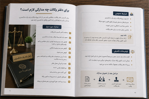 برای دفتر وکالت چه مدارکی لازم است
